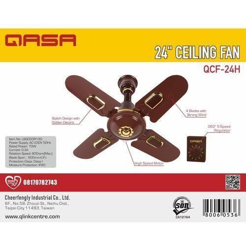 Qasa Short Blade Ceiling Fan -24 Inches QCF-24H Brown Item | Buy Qasa Short Blade Ceiling Fan -24 Inches QCF-24H Brown | SPOP Enterprise Global